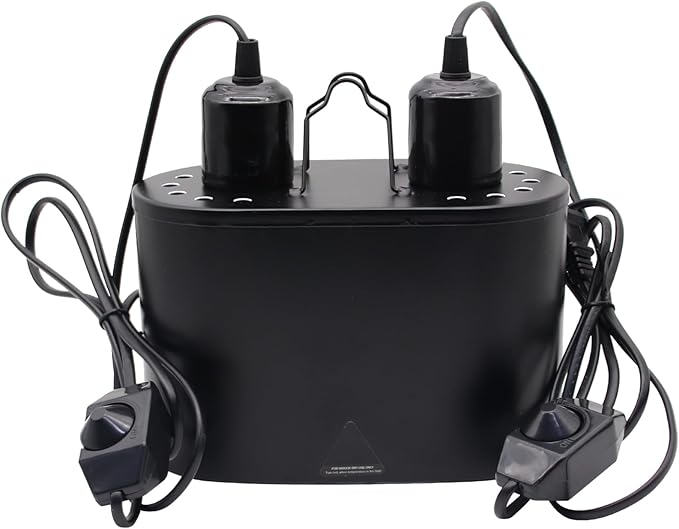 Dual Reptile Deep Dome Lamp Fixture with Temperature Adjustment,Dual Deep Cap Combo Integration Design Heat Lighting Lamp UVB Light with Independent Switches, for Reptile Snake and Tortoise