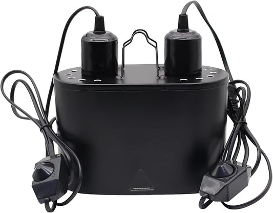 Dual Reptile Deep Dome Lamp Fixture with Temperature Adjustment,Dual Deep Cap Combo Integration Design Heat Lighting Lamp UVB Light with Independent Switches, for Reptile Snake and Tortoise