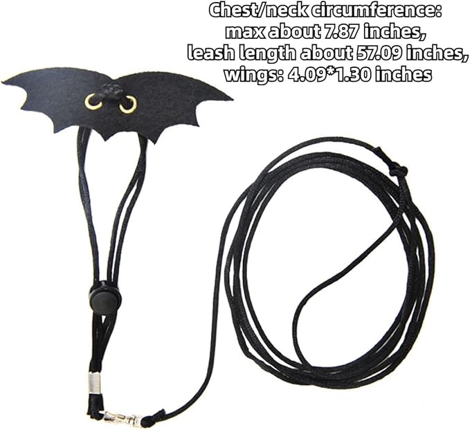 Small Animal Harness and Leash Set for Hamsters, Lizards, and Bearded Dragons - Secure, Adjustable, and Comfortable Walking Accessory (Black)