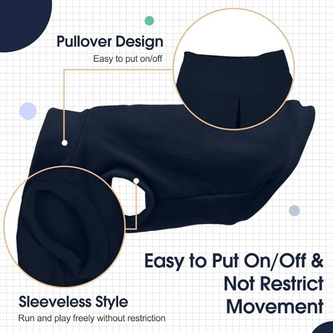 IECOii 2 Pack Fleece Dog Sweater with Leash Hole, Stretchy & Sleeveless, Warm & Soft Dogs Sweaters for Indoors & Outdoors in Fall, Winter and Spring, Machine Washable (Size M, Blue & Red)