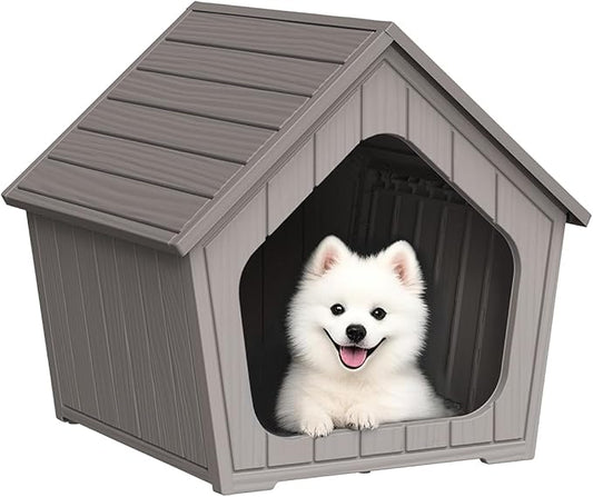 DRATO Dog House Indoor Outdoor - Weather-Resistant Resin Pet Shelter for Patio, Porch, Living Room