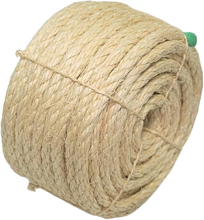 Premium Brazilian Sisal Rope, Natural Fiber 100% Sisal, Ultra Durable, Chemical-Free, Ideal for DIY, Cats, Scratching Post Replacement, Home Decor, Garden, Crafting (1/2” 100 ft / 12mm 30m)