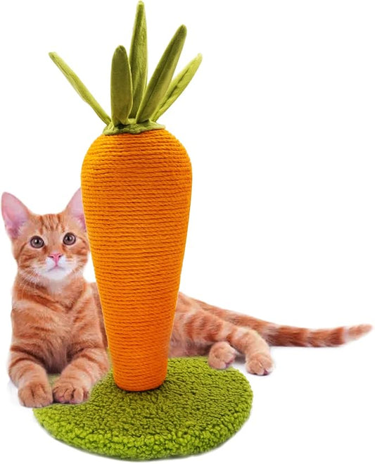 Carrot Cat Scratching Post, 17'' Cute and Fun Sisal Cat Scratcher for Indoor Cats and Kittens