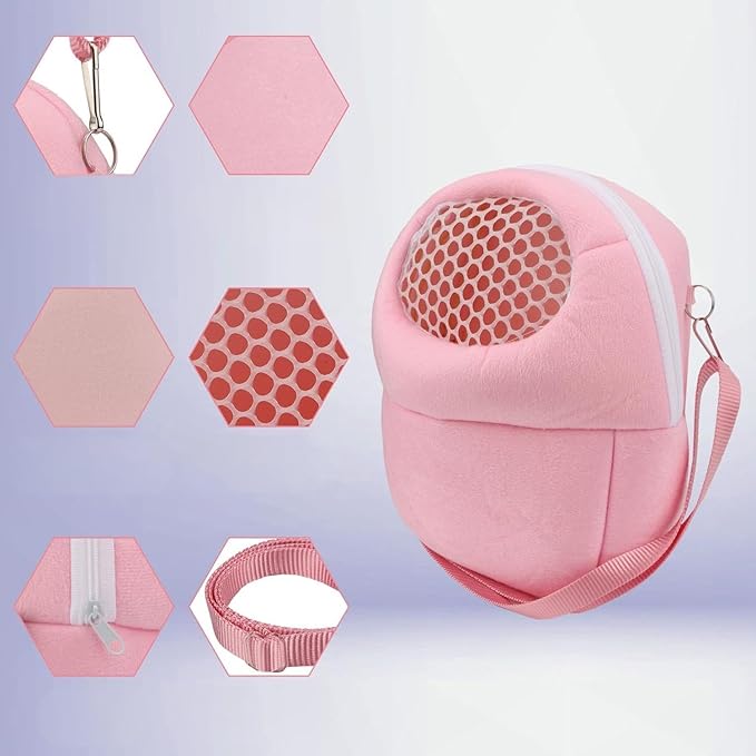Pet Carrier Backpack for Small Animals, Travel Handbag for Cat, Puppy, Guinea Pig, Hedgehog, Hamster (Pink, S)