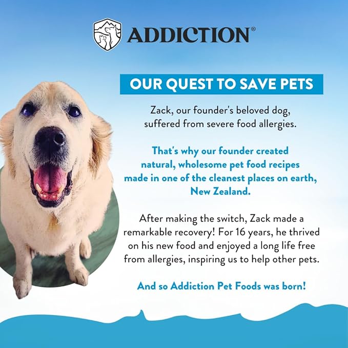 Addiction Salmon Bleu Grain-Free Dry Dog Food - Rich in Prebiotics to Support Skin, Coat & Cognitive Health - Salmon Recipe for All Dog Life Stages - Made in New Zealand 20 lb
