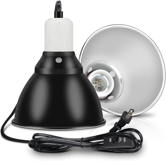 Large Caliber Reptile Lamp Cover Dome Supports Up to 250W, Diameter 7.0 Inch Heat Lamp/Light Fixture Dome Fit for E26 UVA/UVB Basking Bulbs, Perfectly Fit 250 watts Ceramic Heat Lamp