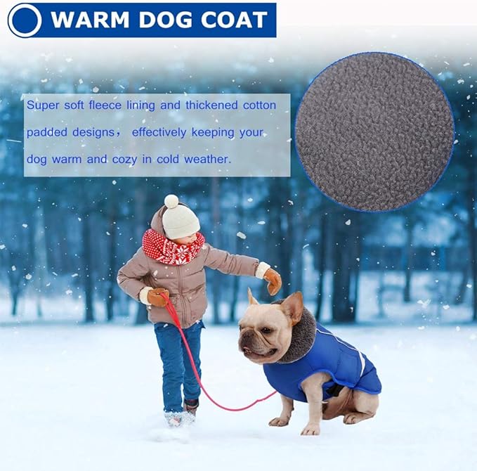 QBLEEV Warm Dog Coat Reflective Dog Jacket, Waterproof Dog Winter Coat Turtleneck Dog Clothes for Cold Weather, Thick Fleece Dog Snowsuit Christmas Dog Vest Pet Apparel for Small Medium Large Dogs 3XL