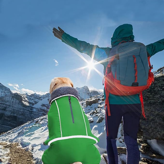 Doglay Dog Coat, Waterproof Dog Jacket Pet Winter Coat for Cold Weather with Thicken Furry Collar, Reflective Puppy Winter Jacket Warm Fleece Lining for Small Medium Large Pets