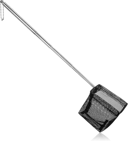 3 Inch Fish Net for Fish Tank, Extendable Aquarium Fishing Net Stainless Steel Handle 6-16 Inch, Fine Mesh Nylon Fishing Nets for Betta Tank, Shrimp, Pond Aquarium