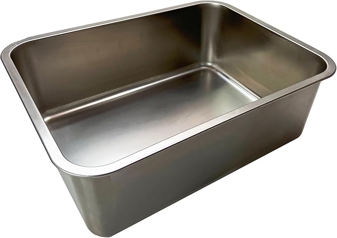 Stainless Steel Pet Litter Box 18"x14"x2.75" for Cat, Dog & Rabbit, Corrosion Resistant Easy Clean No Residue Build Up Never Absorbs Odor Stains Rusts Durable Pan (M (18"x14"), 2.75" Deep)