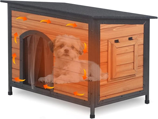 Outdoor Dog House Insulated with Openable Roof Floor for Effortless Cleaning Dog Kennel Weatherproof