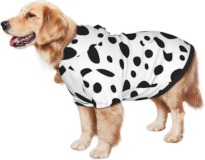 Cute Dalmatian Print Dog Hoodies，Dog Clothes with Pocket and Hat Winter Clothes Sweaters for Medium Large Dogs Girl Boy Pets' Clothes Outfits