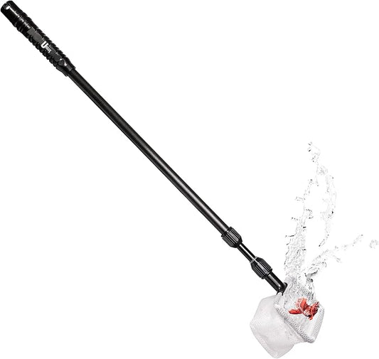UNEAK - Aquarium Fish Net with Extendable 22"-33" Handle, Telescopic Fish Tank Nets, Fine Mesh Net for Fish and Shrimp Catching, Ponds, Creeks, and Aquariums