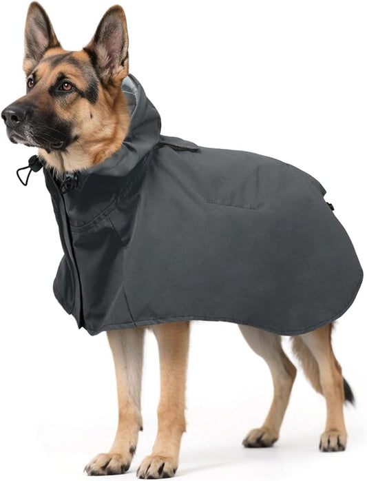 Dora Bridal Dog Raincoat for Large Dogs, Adjustable Clear Hooded Dog Rain Jacket, Waterproof Dogs Rain Coat Poncho with Reflective Strips for Labrador, Golden Retriever, German Shepherd, Grey,3XL