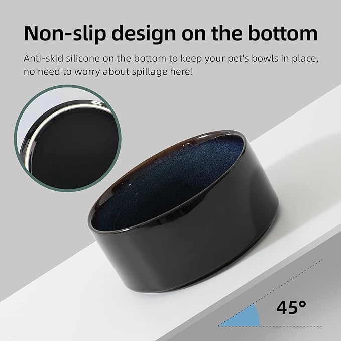 Ceramic Set of 2 Dog Bowls, Food and Water Bowls for Dogs, Puppy, 2pcs Dog Dishes, Pet Feeder(6inch, 2 x Starry Sky Bowls)