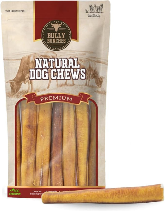 Bully Bunches Premium 6 Inch Jumbo Odor-Free Bully Sticks for Medium & Large Dogs - Long Lasting Chews for Oral Care - All Natural & Single Ingredient, 100% Beef Dog Treat, Rawhide Free (12 Pk)