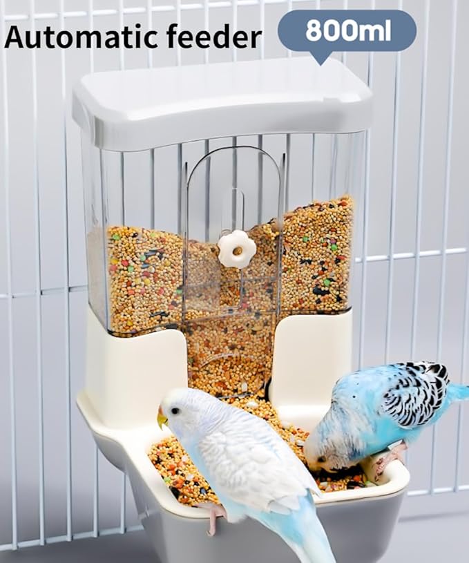 Automatic No Mess Bird Feeder - Bird Cage Accessories for Parakeet, Canary, Cockatiel, Finch
