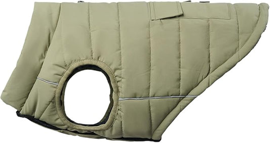 Spark Paws Dog Winter Jacket, Water-Resistant Coat, Warm Reflective Windproof Fleece-Interior, for Medium and Large Dogs - Olive - M