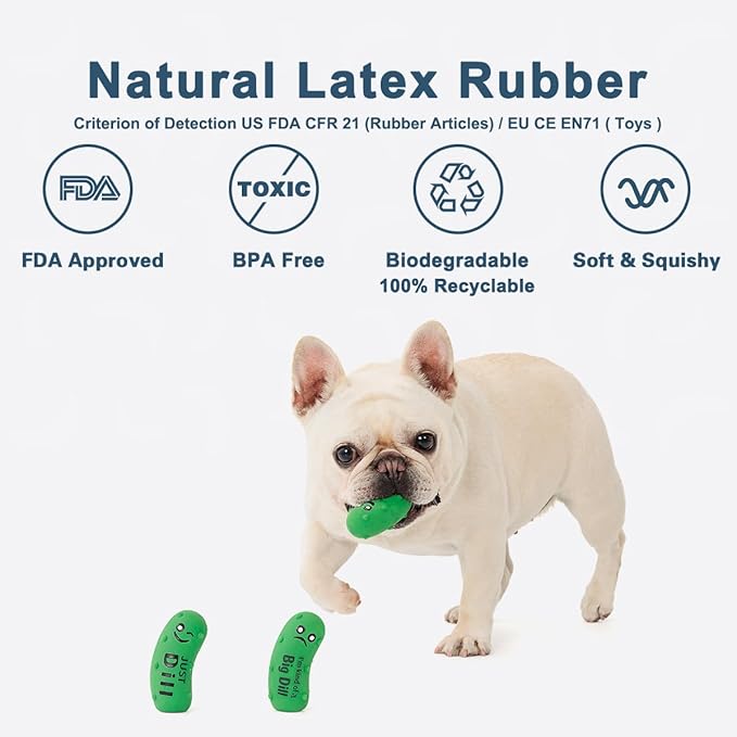 3 Pack Squeaky Dog Toys, Soft Latex Rubber Squeaky Ball for Small Dogs Puppies, Cute Bounce Squeak Crunchy Pickle Pet Dog Toy
