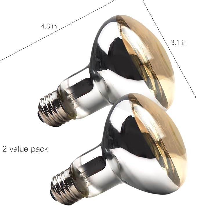 Reptile Heat Lamp Bulbs, 2-Pack 75W Daylight Basking Spot, 2024 G3, Bearded Dragon/Turtle/Lzard/Gecko Light Bulb, UVA Heat Lamp, Basking Light for Reptiles