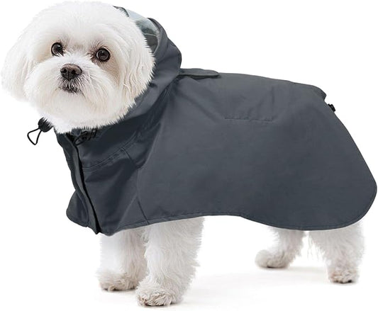 Dora Bridal Dog Raincoat for Small Dogs, Adjustable Clear Hooded Dog Rain Jacket, Waterproof Dogs Rain Coat Poncho with Reflective Strips for Chihuahua, Yorkshire Terrier, Maltese Grey, S