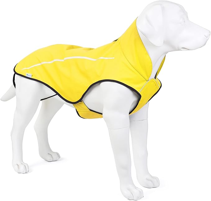 Mile High Life Dog Raincoat, Adjustable Waterproof Reflective Rain Jacket for Small Medium Large Dogs, Lightweight Breathable Pet Rain Coat with Leash Hole(Yellow,XS Chest 17-23")