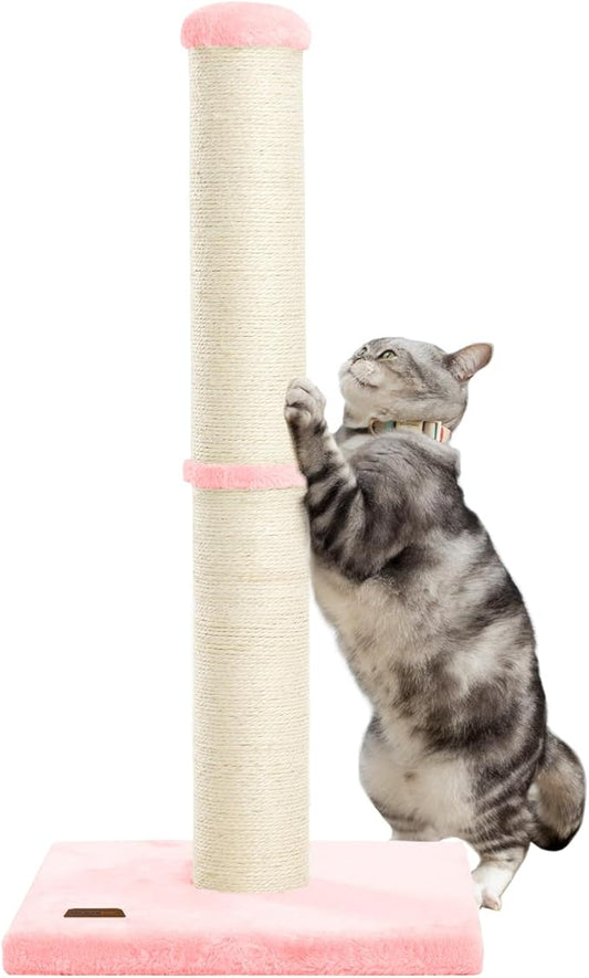34inch Cat Scratching Post with Natural Sisal Rope 4.3Inch Large Diameter Scratcher Post Tree for Indoor Cats Pink
