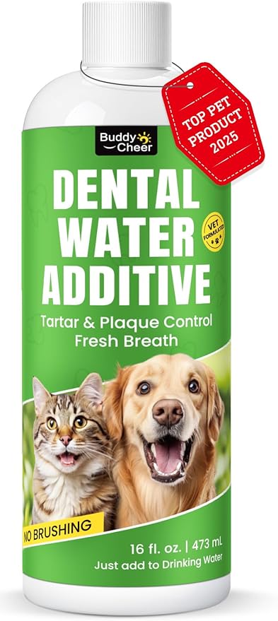 Dog Breath Freshener – Enzymatic Dog Dental Water Additive for Teeth Claning – Freshens Breath & Reduces Tartar – Easy Dog Mouthwash Cleaner for Teeth & Gums – No Brushing Needed, Uncented, 16oz