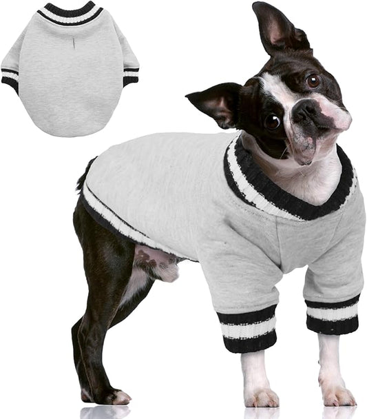 FUAMEY Dog Pullover Sweatshirt - Warm Winter Sweater for Small to Medium Dogs, Soft Fleece, Cute Doggie Outfit for Boys & Girls, Grey XL