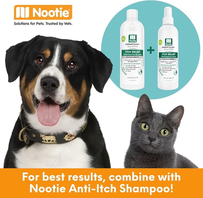 Nootie Medicated Anti-itch Spray, Itch Relief & Skin Care for Dogs & Cats, Formulated for Veterinarians, Sold in over 10,000 Clinics & Stores Worldwide, 8 fl oz