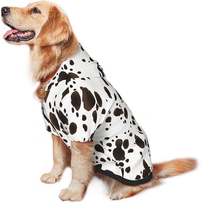 Cute Dalmatian Print Dog Hoodies，Dog Clothes with Pocket and Hat Winter Clothes Sweaters for Medium Large Dogs Girl Boy Pets' Clothes Outfits