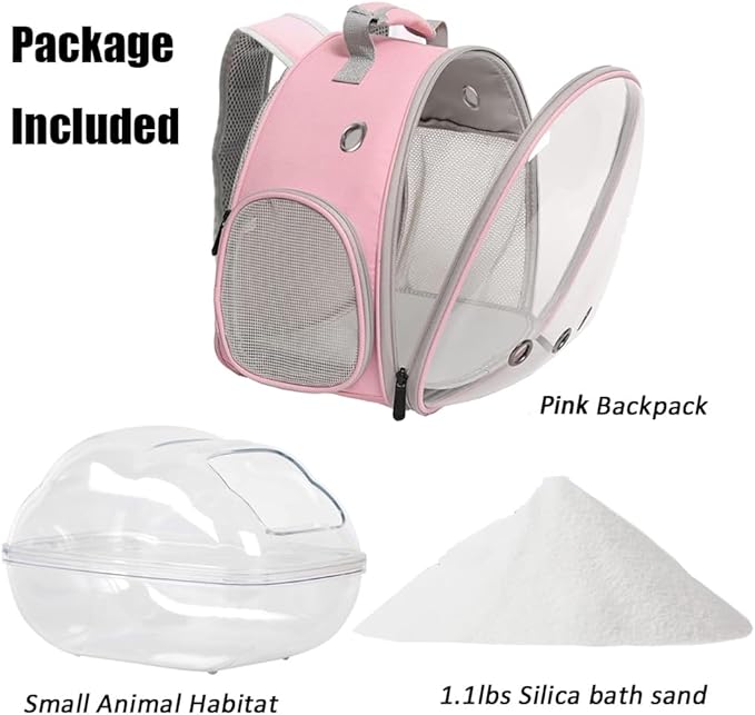 Portable Travel Backpack Habitat for Small Animal, Space Capsule Bubble Window Guinea Pig Bird Bearded Dragon Turtle Carrier Rabbit Squirrel Hamster Cage Breathable Handbag