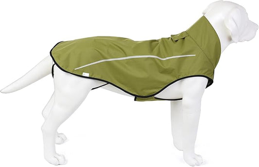 Mile High Life Dog Raincoat, Adjustable Waterproof Reflective Rain Jacket for Small Medium Large Dogs, Lightweight Breathable Pet Rain Coat with Leash Hole(Lime Yellow,L Chest 32-40")