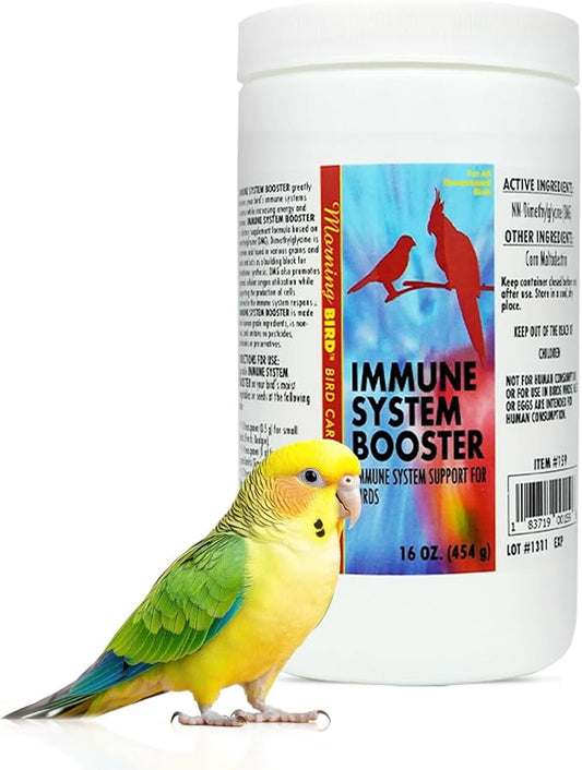 Morning Bird Immune System Booster 16 Oz - Energy Supplement for Birds – Natural Amino Acid Powder – Boosts Stamina, Cellular Health & Oxygen Use – Vitamin Powder for All Bird Species