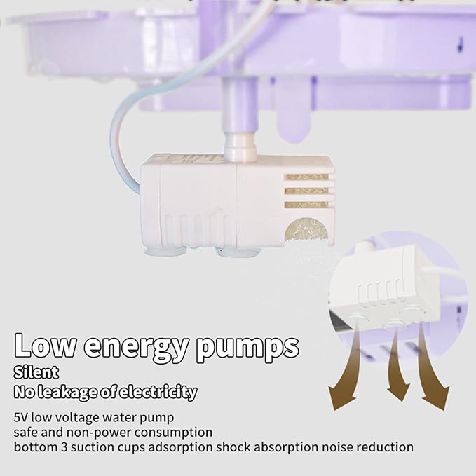 Automatic Bird Baths for Cage – Indoor Parakeet Bath with Pump, Bird Shower with 2 Modes Running Water, Bird Cage Accessory for Pet Birds Conure Budgies Cockatiels Lovebird (Purple)