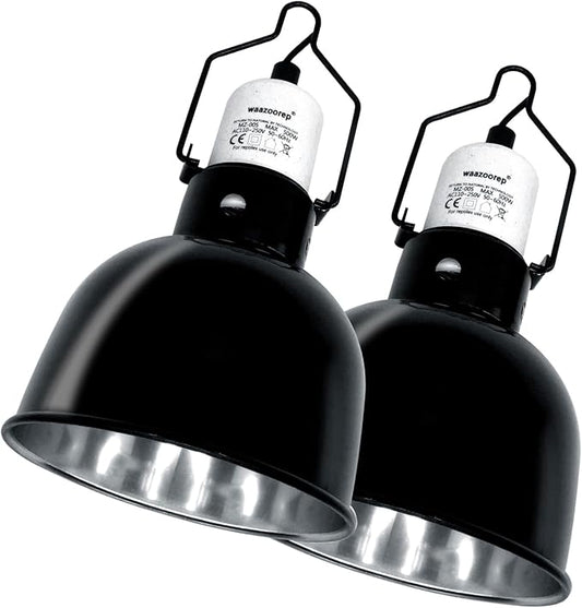 Reptile Light Fixture 2 Pack 5.5 Inch Deep Dome Lamp Fixture,Optical Reflection Reptile Basking Heat Bulb Lampshade for Bearded Dragon, Turtle, Snake and Lizard Terrarium