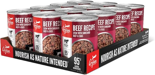 ORIJEN Real Meat Shreds Wet Dog Food Beef Stew Recipe 12.8oz Cans (12 Count)