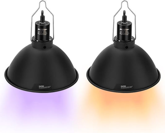 Reptile Light Fixture 8.5-Inch, Reptile Heat Lamp Max 150W, Reptile Tank Lighting Fixtures, Fixture for UVB Reptile Light, Reptile Lamps 2 Packs