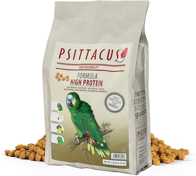 Psittacus High Protein 6.6 lb | Complete Pellet Diet for Amazons, Cockatoos and Ringneck Parrot | Premium Food for Birds, 100% no-GMO