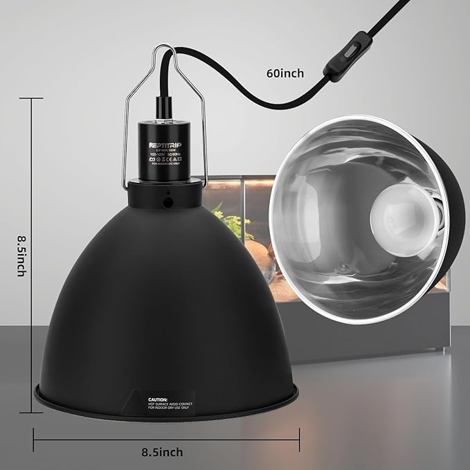 Deep Dome Light Fixture 8.5", Heat Lamp Max 200W, Tank Lighting Fixtures, UVB Reptile Light, Accessories 2 Packs E26