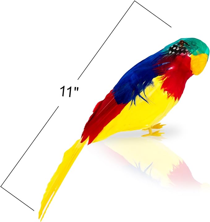 ArtCreativity Realistic Parrot 11 Inch, Artificial Birds for Home Decoration, Parrot for Pirate Costume, Feathered Parrot Fake Birds Pirate Accessories on Shoulder for Adult, Kids, Boys and Girls