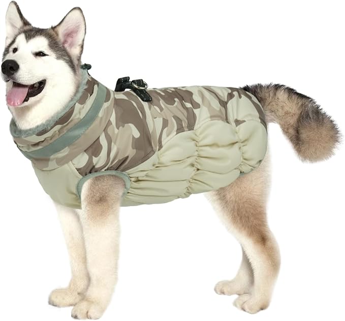 Lelepet Dog Coat Warm Dog Winter Coat Waterproof Dogs Jacket with Harness Built in Reflective Pet Fleece Vest Zip-Up Cold Weather Coats for Extra Large Dogs Turtleneck Windproof Coats Great Dane 3XL