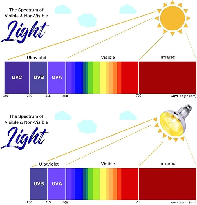 2 Pack 100W UVB UVA Reptile Light,Reptile Heat Lamp Basking Bulb for Bearded Dragon,UVB Bulb Basking Light for Reptiles…