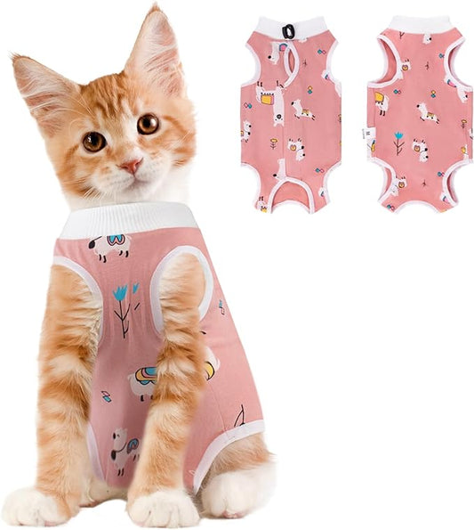 Cat Recovery Suit Female, Breathable Cat Onesie After Surgery Female for Abdominal Wounds or Skin Diseases, Surgery Recovery Suit Kitten Onesie After Spay Wear Anti Licking
