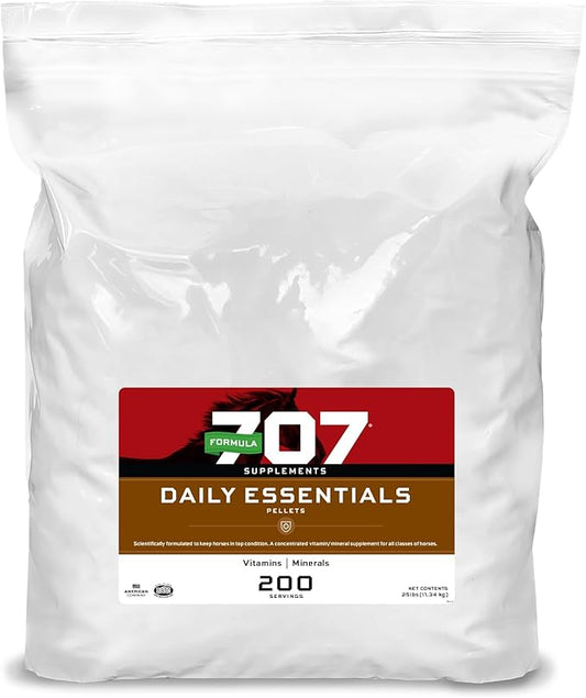 Formula 707 Daily Essentials Equine Supplement, 25lb Refill Bag – Complete Vitamins and Minerals for Superior Health and Condition in Horses