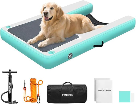 Dog Pool Ramp, Inflatable Dog Boat Ramp, Non-Slip EVA Inflatable Floating Dock Ladder for Pools Boats Docks, Safe & Easy Water Access for Large Dogs, Green