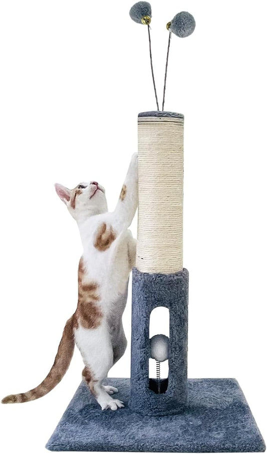 Cat Scratching Post 25 Inches Heavy Duty and Thicker Cat Scratching Post Cotton Rope with Hanging Ball and Mice Scratching Post for Indoor Cats and Adult (Gray, 25" H)