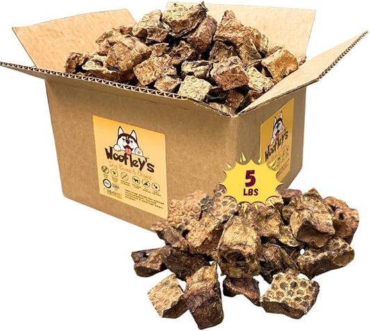Woofley's -Crunchy Lamb Lung Cubes (5 LB) - Lung Treats for Dogs - Safe Jerky Dog Chews -Easily Digestible Dog Jerky Bully Sticks