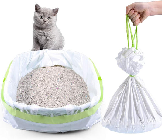 Litter Box Liners, 34 Count Jumbo Cat Litter Pan liners, Drawstring Litter Liner Bags For Litter Box, Easy Clean Up Thick Large Kitty Litter Liner XL, Eco Friendly Pet Cat Supplies(36" x 19")