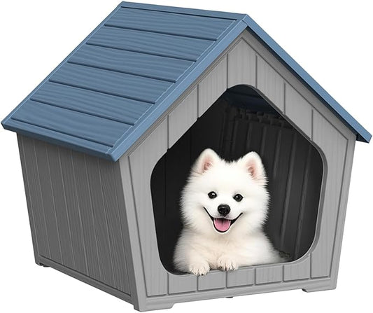 DRATO Dog House Indoor Outdoor - Weather-Resistant Resin Pet Shelter for Patio, Porch, Living Room